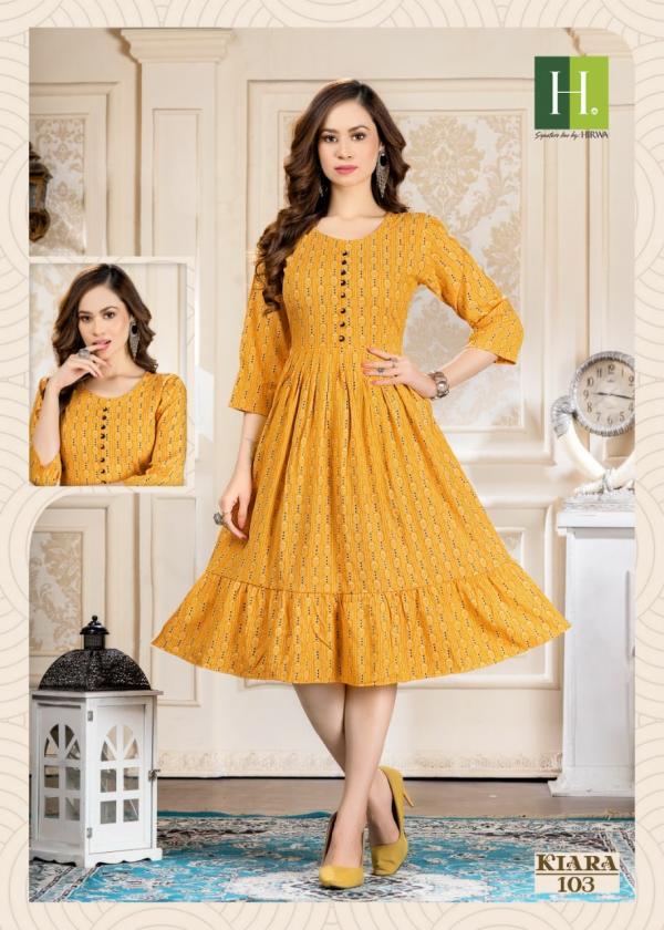 Hirwa Kiara Fancy Wear Rayon Designer Kurti Collection